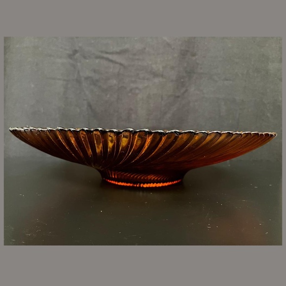 Vintage Made in France Amber Glass Console Bowl - Picture 2 of 7